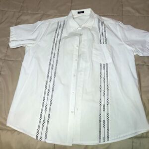 Coofandy Men's XL Black & White short sleeve button up Shirt bowling style hip